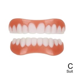 Silicone Upper/Lower False Teeth Dentures Paste Oral Hygiene Tools Fake Teeth Cosmetic