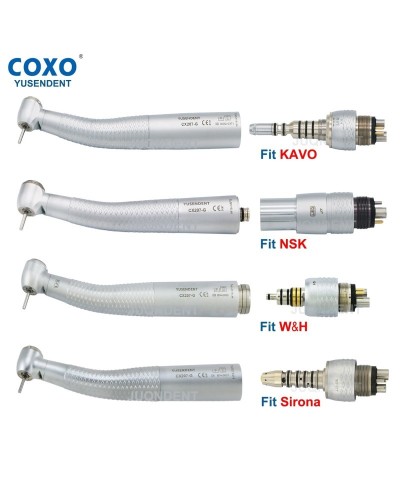 COXO Dental Turbine Fiber Optic High Speed Handpiece Air Rotor Standard/Torque Head LED Coupler 6 Pin Fit KAVO NSK Sirona WH