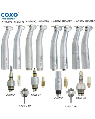 COXO Dental Turbine Fiber Optic High Speed Handpiece Air Rotor Standard/Torque Head LED Coupler 6 Pin Fit KAVO NSK Sirona WH