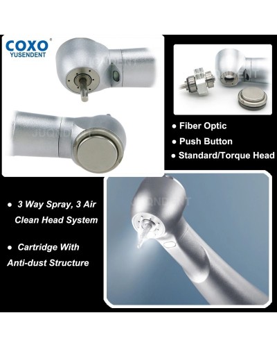 COXO Dental Turbine Fiber Optic High Speed Handpiece Air Rotor Standard/Torque Head LED Coupler 6 Pin Fit KAVO NSK Sirona WH