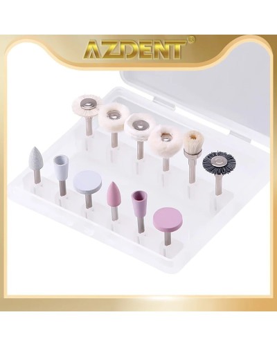 AZDENT 12PCS/Box Dental Composite Polishing Kit RA 2.35mm Polisher for Low Speed Hanpiece Porcelain Natural Teeth Nail Polishing
