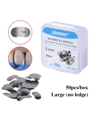 50Pcs Dental Metal Matrices Bands Sectional Contoured Matrix Refill S/M/L Sizes 35μm ​for Teeth Replacement Dentsit Tools