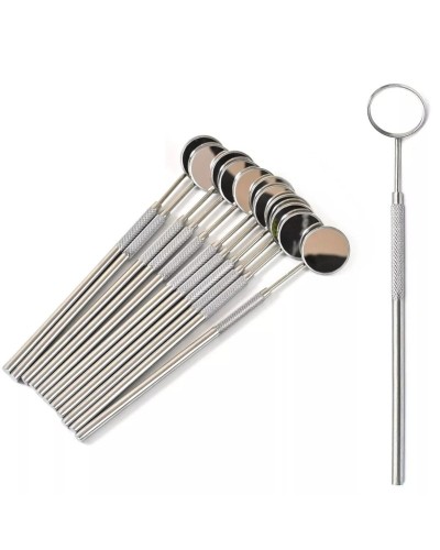 German Dental Mouth Mirror Set with Handle 12 Pcs Stainless Steel Dental Basic Instruments for Medical Use