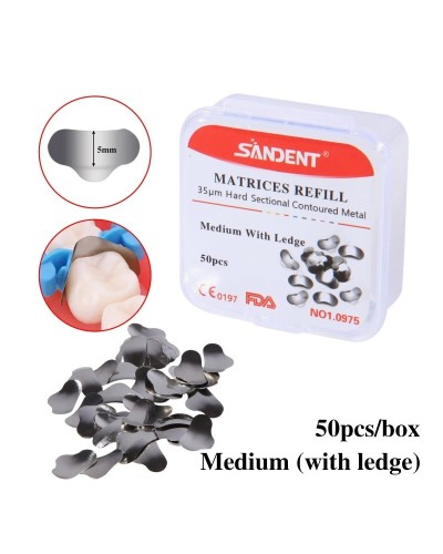 50Pcs Dental Metal Matrices Bands Sectional Contoured Matrix Refill S/M/L Sizes 35μm ​for Teeth Replacement Dentsit Tools
