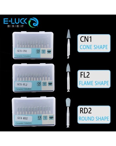 Dental Green Stone Polishing Burs Teeth Polishers Grinding Head RA Cone/Flame/Round for Low Speed Contra Angle Handpiece