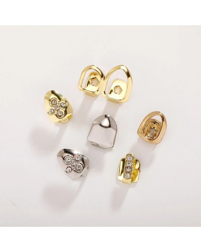 Fashionable Tooth Caps Hollow Single/Double Vertical Teeth Caps Dental Grills Jewelry Unique Dental Accessory for Women