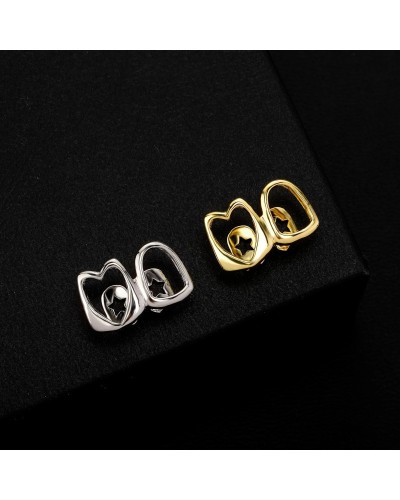 TOPGRILLZ Double Hollow Love Shaped Tooth Cap 14K Gold Plated Dental Grills Teeth Grillz For Women Men Halloween Jewelry