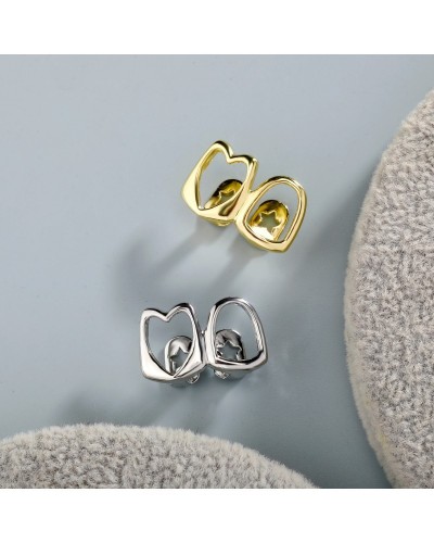 TOPGRILLZ Double Hollow Love Shaped Tooth Cap 14K Gold Plated Dental Grills Teeth Grillz For Women Men Halloween Jewelry