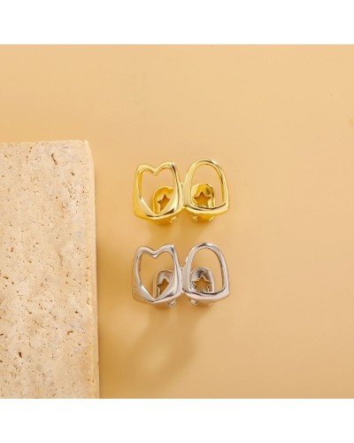 TOPGRILLZ Double Hollow Love Shaped Tooth Cap 14K Gold Plated Dental Grills Teeth Grillz For Women Men Halloween Jewelry