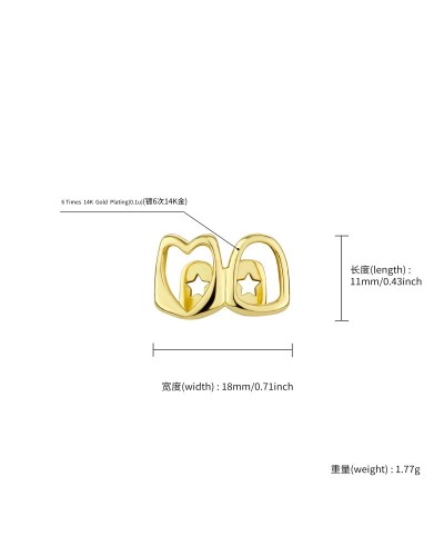 TOPGRILLZ Double Hollow Love Shaped Tooth Cap 14K Gold Plated Dental Grills Teeth Grillz For Women Men Halloween Jewelry