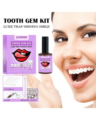 Tooth Jewelry Kit DIY Teeth Gems Kit With Glues And Light Teeth Clear Precious Stone Jewelry Decoration Glittering Tooth Gem Kit