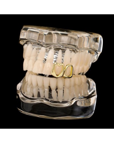 FTCY Hip Hop Hollow Heart Tooth Grillz For Women Gold Color Daily Wearable Tooth Jewelry Dental Grillz