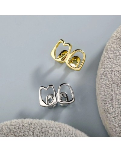 FTCY Hip Hop Hollow Heart Tooth Grillz For Women Gold Color Daily Wearable Tooth Jewelry Dental Grillz