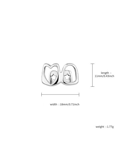 FTCY Hip Hop Hollow Heart Tooth Grillz For Women Gold Color Daily Wearable Tooth Jewelry Dental Grillz