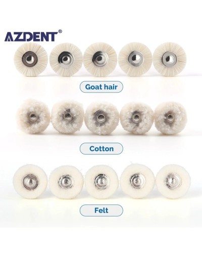 AZDENT 5 Pcs Dental Polishing Brush Felt Wheel Wool Cotton Polishing Brushes Polishers for Rotary Tools 2.35mm Polishing Wheel