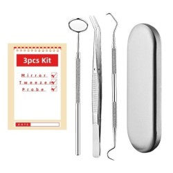 Stainless Steel Dentist Clean Tools Dental Mirror Double Probe Sickle Hoe Tooth Cleaner Dental Tool Products Oral Care Kit