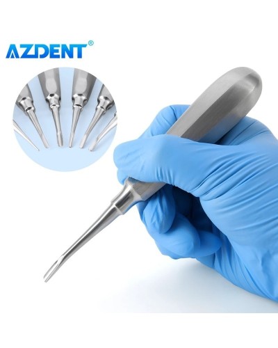 1PC AZDENT Dental Teeth Elevator Surgical Tooth Extraction Tool Stright Curved Stainless Steel Dentistry Lab Instrument Dentists