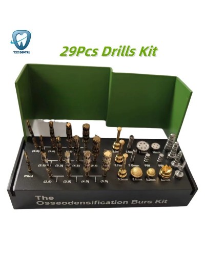 29Pcs/Set Dental Implant Drills Osseodensification Burs Kit Maxillary Sinus Lift Drills Kit For Surgical Dentistry Tools