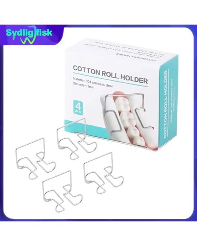 4Pcs Dental Cotton Roll Holder Clip Stainless Steel Dental Lab Supplies Clinic Ortho Isolator Tool Autoclavable Cotton Roll Clip