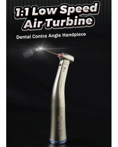 Dental Equipment Supply Low Speed1:1 Contra Angle Handpiece LED Light Air Turbine Stainless Steel Blue Ring Fiber Optic 1:1