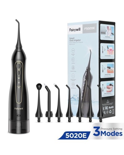 Fairywill Water Flossers Oral Irrigator Rechargeable Portable Dental 3 Modes Water Tank for Teeth 300ML Waterproof Teeth Cleaner