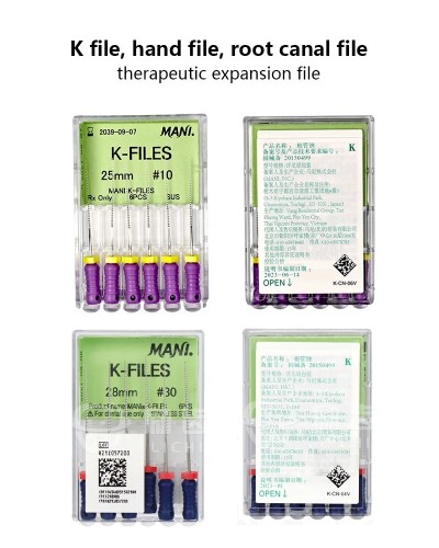 K files, hand files, root canal files, therapeutic expansion files, dental supplies，Root canal preparation tool