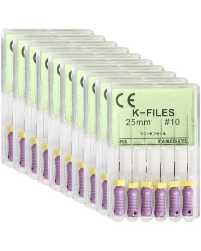 10 Packs 21/25/31mm Dental K-FILE Endodontic Stainless Steel Endo Root Canal K Files Hand Use Dentistry Lab Instrument Supplies