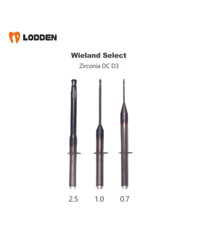 Wieland Select/Mini Dental Milling Bur Zirconia DC/DLC/DCG Coating D3 Shank D2.5/1.0/0.7mm Dental Lab Milling Cutters
