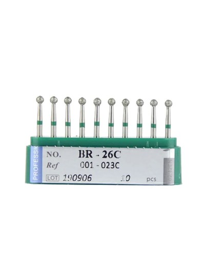 10pcs Dental Daimond Bur 001-023C Ball Round Coarse BR-26C Supplies for Dentist Green Ring High Quality Dentistry Grinding Tools