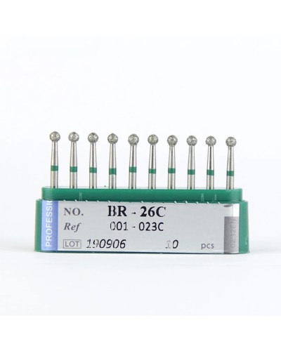 10pcs Dental Daimond Bur 001-023C Ball Round Coarse BR-26C Supplies for Dentist Green Ring High Quality Dentistry Grinding Tools