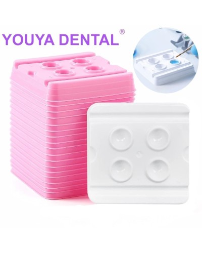 100Pcs Plastic 4 Holes Dental Mixing Wells Trays Dentistry Lab Supply Bonding Composite Adhesive Disposable Mixing Trays