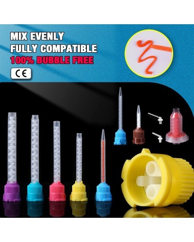 50/100PCS Dental Mixing Tips 1:1 Dental Silicone Tips Printing Gun Mixing Tips Dental Materials Dental Supplies Mixing Tube