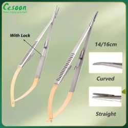 1Pc Castroviejo Needle Holders 14cm/16cm Implant Dental Needle Holder Pliers with Lock TC Head Holding Forceps Oral Dentist Tool