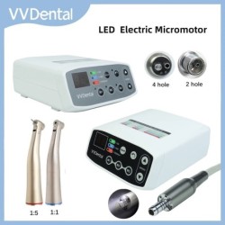 VVDental Brushless LED Electric Micromotor With 1:5 1:1 Contra Angle Handpiece Internal Water Spray Low Speed Electric Grinding
