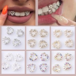 3pcs/Box Dental Tooth Gems Teeth Crystal Ornament Metal Tooth Gems Various Shape Beauty Oral Decorations