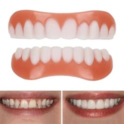 Silicone Upper/Lower False Teeth Dentures Paste Oral Hygiene Tools Fake Teeth Cosmetic