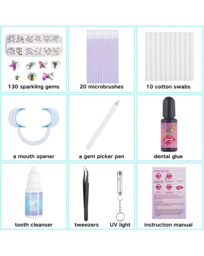 Tooth Gem Kit Tooth DIY Crystals Jewelry with Glue and Light Starter Tooth Gems Kit for Teeth Shining Temporary Teeth Crystal