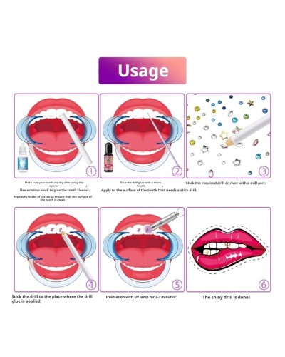 Tooth Gem Kit Tooth DIY Crystals Jewelry with Glue and Light Starter Tooth Gems Kit for Teeth Shining Temporary Teeth Crystal