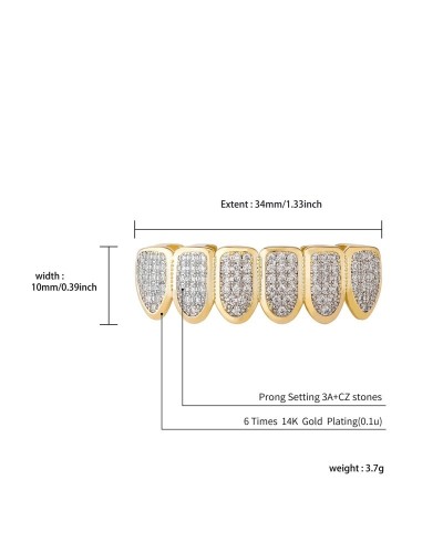 TOPGRILLZ New Fit Silver Plated CZ Micro Pave Top & Bottom GRILL SET Rhodium Teeth Grills Vampire Tooth Grillz
