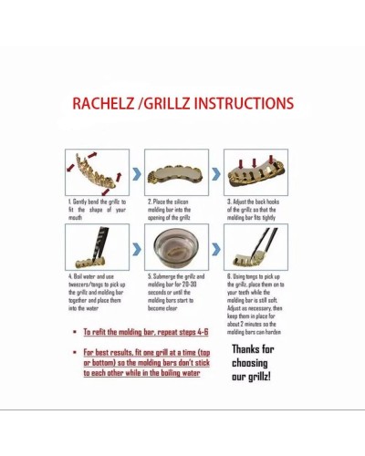 RACHELZ DIY Glossy Teeth Grillz Hip Hop Gold Silver Color Top Bottom Tooth Caps For Women Men Jewelry Halloween Cosplay Gift