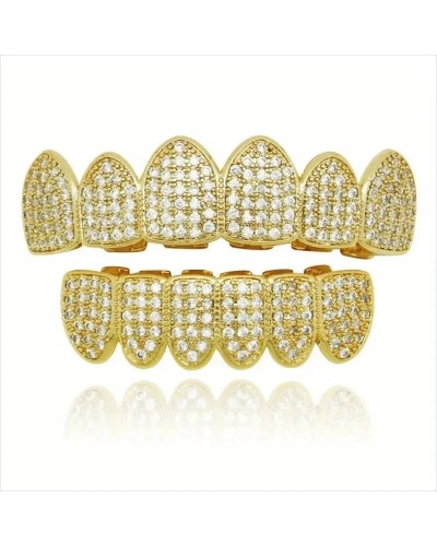 HipHop CZ Teeth Set For Unisex Top Bottom Mouth Gold Silver Color Teeth Tooth Cap Removable Dental Fashion Jewelry
