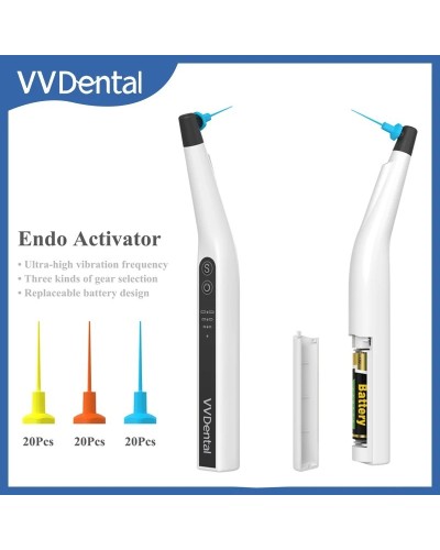 VVDental Endodontic Root Canal Sonic Irrigator Activator LED with 60pcs Tips Files for Endodontic Cleaning Dentistry Instrument