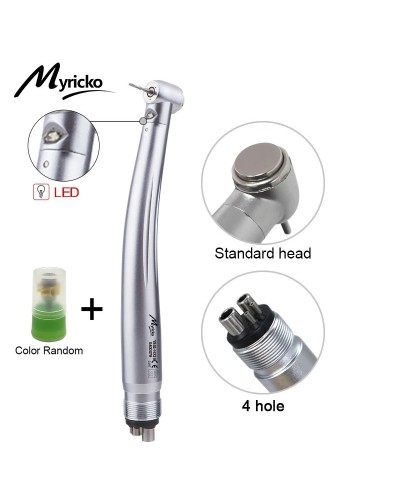 Myriko LED Dental High Speed Handpiece Single/Triple Water Spray 2/4 Holes Standard Head Push Button Dentist Equipment Tools