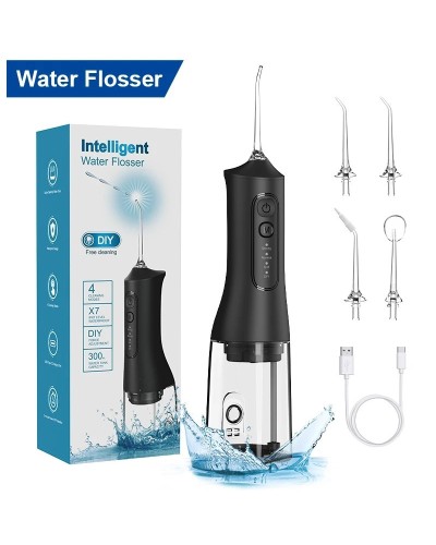Electric water flosser oral irrigator USB rechargeable Portable waterproof Teeth cleaning whitening 300ml4-speed modes Family