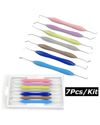 7pcs Double-Head Dental Composite Resin Filling Spatula Aesthetic Restoration Resin Filler Restoration Instrument Dentist Tools