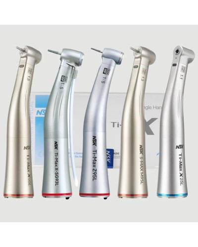 NSK Ti Max X95 Optic Fiber 1:5 Increasing Speed Contra Angle Handpiece Red Rings contraangulo Spray Air On/Off Switch Dental Pen